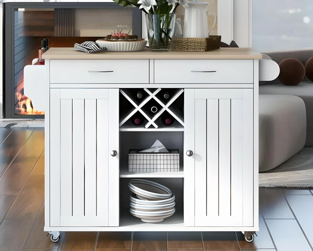 kitchen with movable island